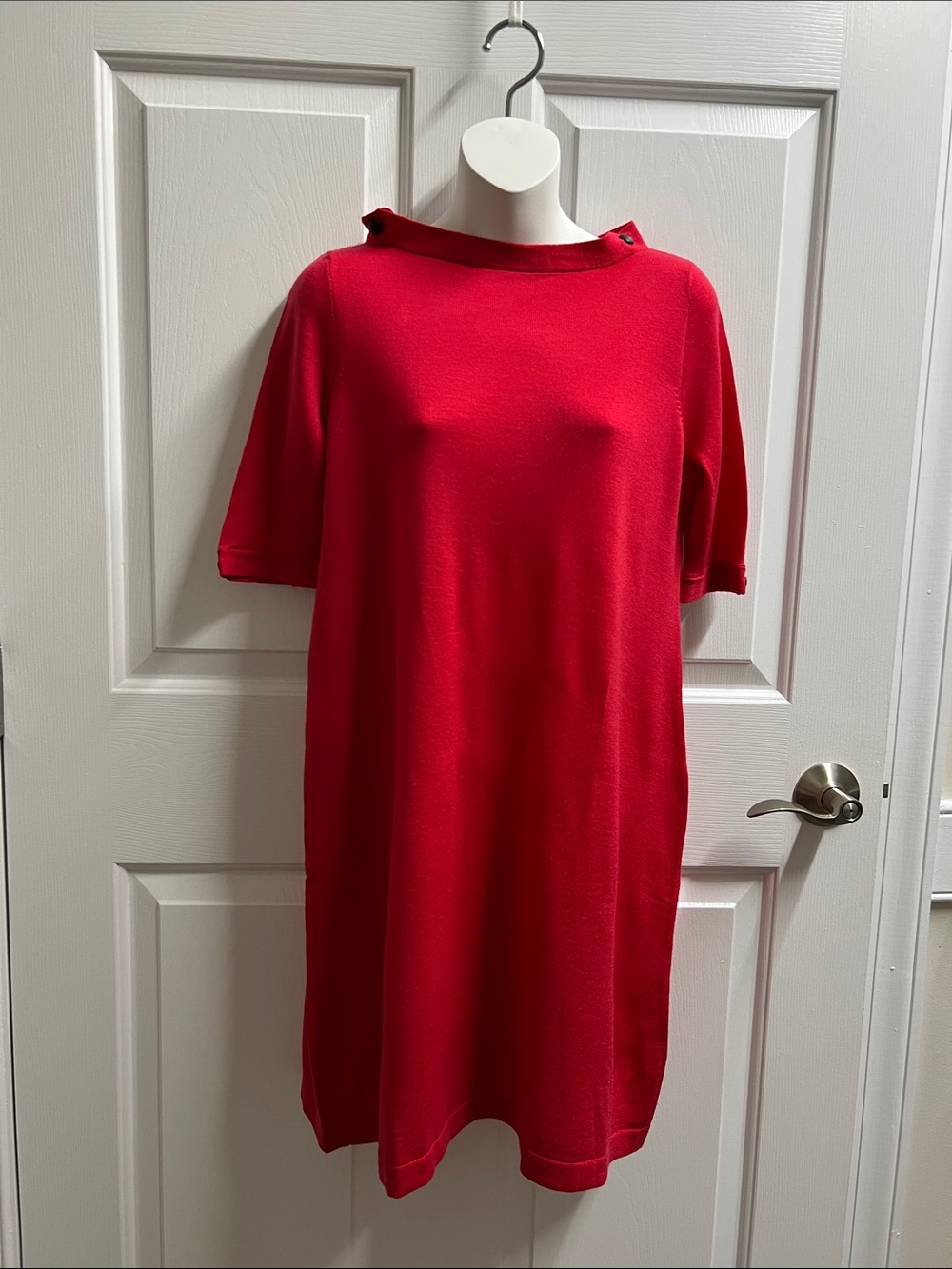 J. Crew women’s wool sweater dress  Bright Red Short-Sleeve Shift small S 556